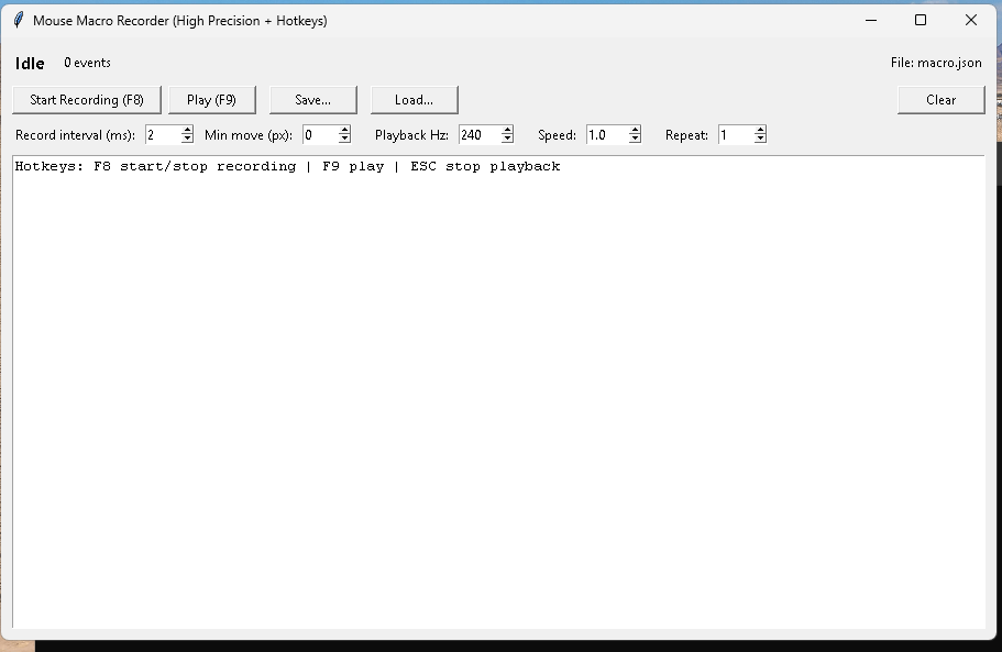 Building a High-Precision Mouse Macro Recorder in Python (GUI + Hotkeys + Repeat +&nbsp;Speed)