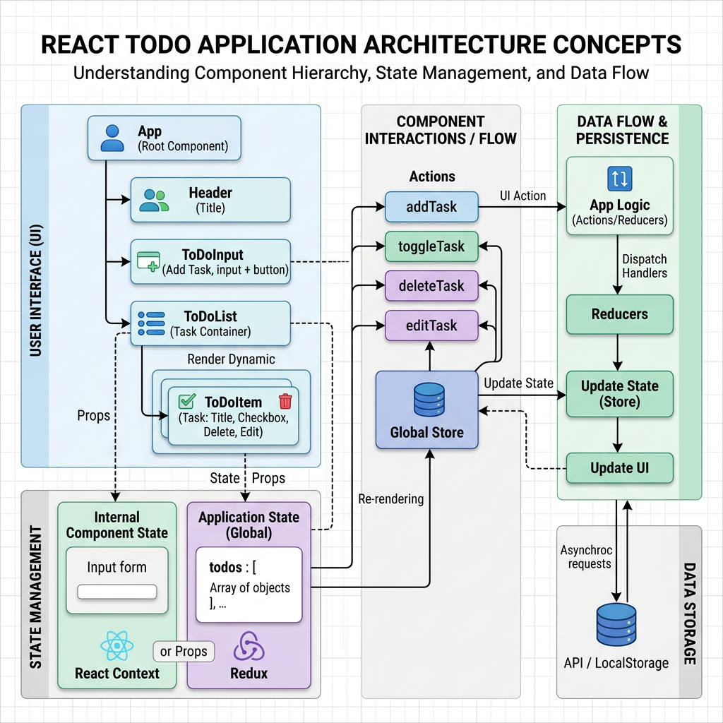 React ToDo architecture concepts diagram