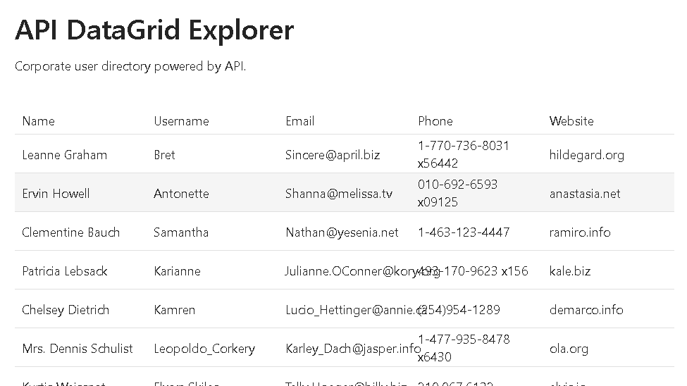 App 72: API DataGrid Explorer with React, TypeScript, Vite, and Fluent UI